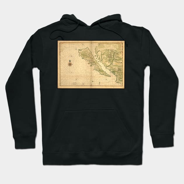 Vintage Map of California (1650) Hoodie by Bravuramedia